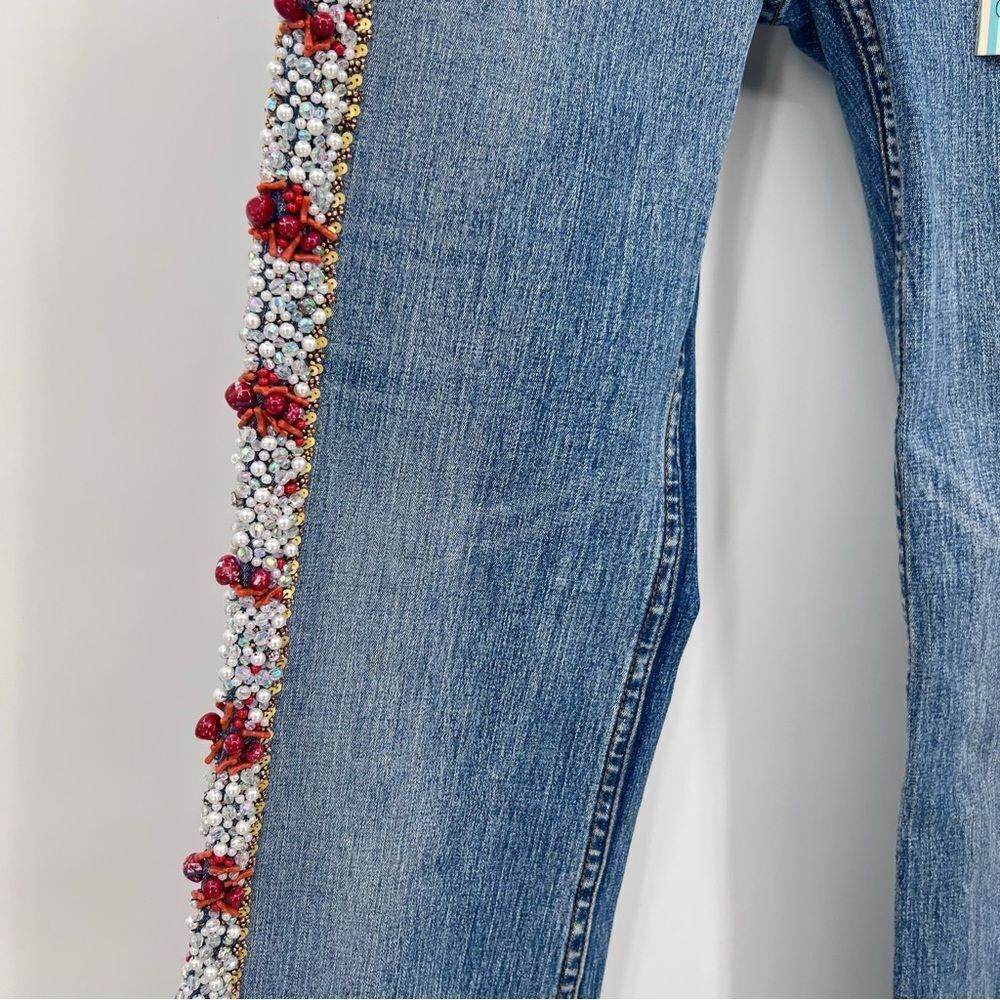 Allen B Jeans Denim Embroidered Blue New - Picture 5 of 13